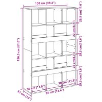 vidaXL Bokhylla rökfärgad ek 100x33x156,5 cm konstruerat trä - Bild 9