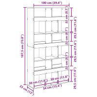 vidaXL Bokhylla vit 100x33x187,5 cm konstruerat trä - Bild 9