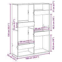 vidaXL Bokhylla brun ek 100x33x135 cm konstruerat trä - Bild 9