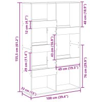 vidaXL Bokhylla sonoma-ek 100x33x155,5 cm konstruerat trä - Bild 9