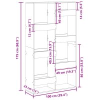 vidaXL Bokhylla vit 100x33x175 cm konstruerat trä - Bild 9