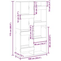 vidaXL Bokhylla rökfärgad ek 100x33x175 cm konstruerat trä - Bild 9