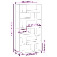 vidaXL Rumsavdelare betonggrå 100x33x187,5 cm konstruerat trä - Bild 9