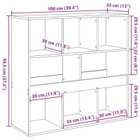 vidaXL Rumsavdelare betonggrå 100x33x94,5 cm konstruerat trä - Bild 9