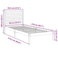 vidaXL Sängram utan madrass extra lång 90x210 cm massivt trä - Bild 9