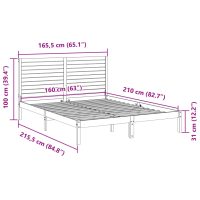 vidaXL Sängram utan madrass extra lång 160x210 cm massivt trä - Bild 9