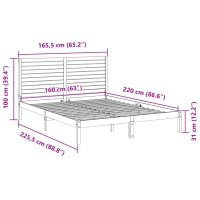 vidaXL Sängram utan madrass extra lång 160x220 cm massivt trä - Bild 9