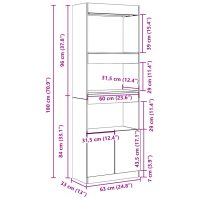 vidaXL Högskåp vit 63x33x180 cm konstruerat trä - Bild 12