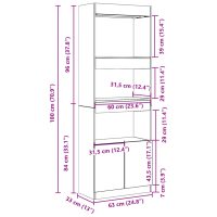 vidaXL Högskåp rökfärgad ek 63x33x180 cm konstruerat trä - Bild 12