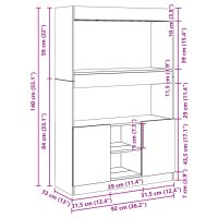 vidaXL Högskåp vit 92x33x140 cm konstruerat trä - Bild 12