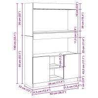 vidaXL Högskåp rökfärgad ek 92x33x140 cm konstruerat trä - Bild 12