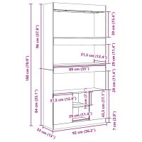 vidaXL Högskåp åldrat trä 92x33x180 cm konstruerat trä - Bild 12