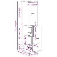 vidaXL Apoteksskåp rökfärgad ek 40x41x174,5 cm konstruerat trä - Bild 10