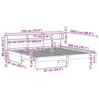 vidaXL Sängram utan madrass 180x200 cm massiv furu - Bild 9