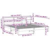 vidaXL Sängram utan madrass vaxbrun 180x200 cm massiv furu - Bild 9