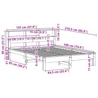 vidaXL Sängram utan madrass vaxbrun 135x190 cm massiv furu - Bild 9