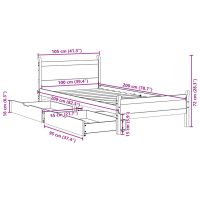 vidaXL Sängram utan madrass vaxbrun 100x200 cm massiv furu - Bild 12