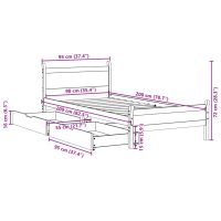 vidaXL Sängram utan madrass vaxad brun 90x200 cm massiv furu - Bild 12