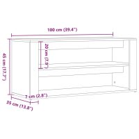 vidaXL Skobänk åldrat trä 100x35x45 cm konstruerat trä - Bild 9