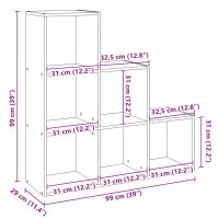 vidaXL Bokhylla/Rumsavdelare 3 hyllplan vit 99x29x99cm konstruerat trä - Bild 11