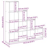 vidaXL Bokhylla/Rumsavdelare 4 hyllor 131,5x29x131,5cm konstruerat trä - Bild 11