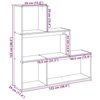 vidaXL Bokhylla/Rumsavdelare 3 hyllor vit 123x29x123cm konstruerat trä - Bild 11