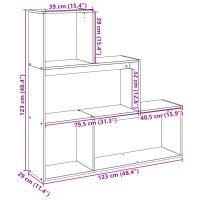 vidaXL Bokhylla/Rumsavdelare 3 hyllplan 123x29x123 cm konstruerat trä - Bild 11