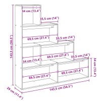 vidaXL Bokhylla/Rumsavdelare 4 hyllor 143,5x29x143,5cm konstruerat trä - Bild 11