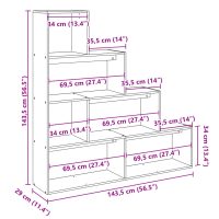 vidaXL Bokhylla/Rumsavdelare 4 hyllor 143,5x29x143,5cm konstruerat trä - Bild 11