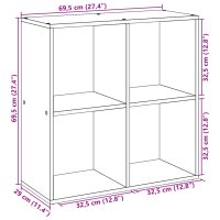 vidaXL Bokhylla/Rumsavdelare vit 69,5x29x69,5 cm konstruerat trä - Bild 11