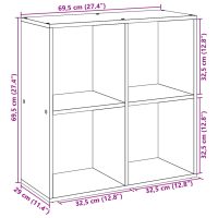 vidaXL Bokhylla/Rumsavdelare svart 69,5x29x69,5 cm konstruerat trä - Bild 11