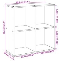 vidaXL Bokhylla/Rumsavdelare betonggrå 69,5x29x69,5 cm konstruerat trä - Bild 11