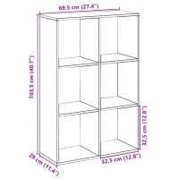 vidaXL Bokhylla/Rumsavdelare betonggrå 69,5x29x103,5cm konstruerat trä - Bild 11