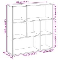 vidaXL Bokhylla/Rumsavdelare betonggrå 102x29x103,5 cm konstruerat trä - Bild 11