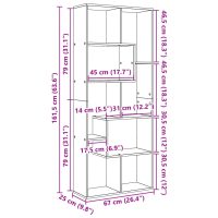 vidaXL Bokhylla/Rumsavdelare sonoma-ek 67x25x161,5 cm konstruerat trä - Bild 11