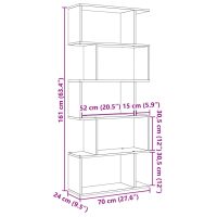 vidaXL Bokhylla/Rumsavdelare 5 hyllor vit 70x24x161 cm konstruerat trä - Bild 11