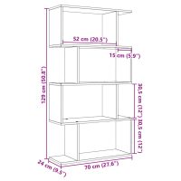 vidaXL Bokhylla/Rumsavdelare 4 hyllor vit 70x24x129 cm konstruerat trä - Bild 11