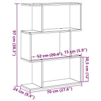 vidaXL Bokhylla/Rumsavdelare 3 hyllor 70x24x97 cm konstruerat trä - Bild 11