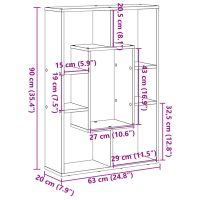 vidaXL Bokhylla betonggrå 63x20x90 cm konstruerat trä - Bild 11