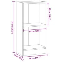 vidaXL Bokhylla rökfärgad ek 40x24x76 cm konstruerat trä - Bild 9