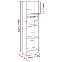 vidaXL Bokhylla vit 40x24x143 cm konstruerat trä - Bild 9