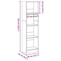 vidaXL Bokhylla sonoma-ek 40x24x143 cm konstruerat trä - Bild 9