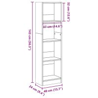 vidaXL Bokhylla brun ek 40x24x143 cm konstruerat trä - Bild 9