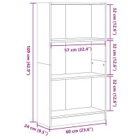 vidaXL Bokhylla betonggrå 60x24x109 cm konstruerat trä - Bild 9