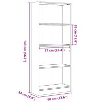 vidaXL Bokhylla vit 60x24x143 cm konstruerat trä - Bild 9