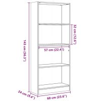 vidaXL Bokhylla sonoma-ek 60x24x143 cm konstruerat trä - Bild 9