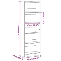 vidaXL Bokhylla vit 60x24x176 cm konstruerat trä - Bild 9