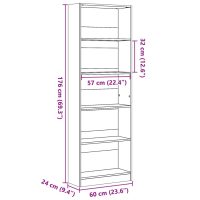 vidaXL Bokhylla svart 60x24x176 cm konstruerat trä - Bild 9