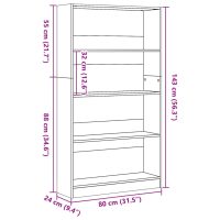 vidaXL Bokhylla vit 80x24x143 cm konstruerat trä - Bild 9