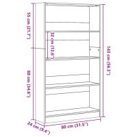 vidaXL Bokhylla sonoma-ek 80x24x143 cm konstruerat trä - Bild 9